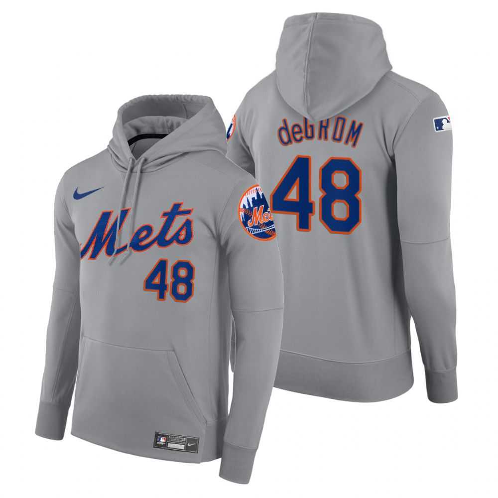 Men New York Mets 48 Degrom gray road hoodie 2021 MLB Nike Jerseys